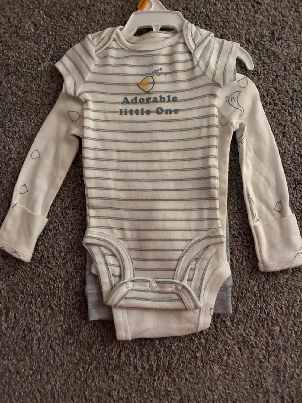 Carter's Cream & Gray Striped "Adorable Little One" Bodysuit